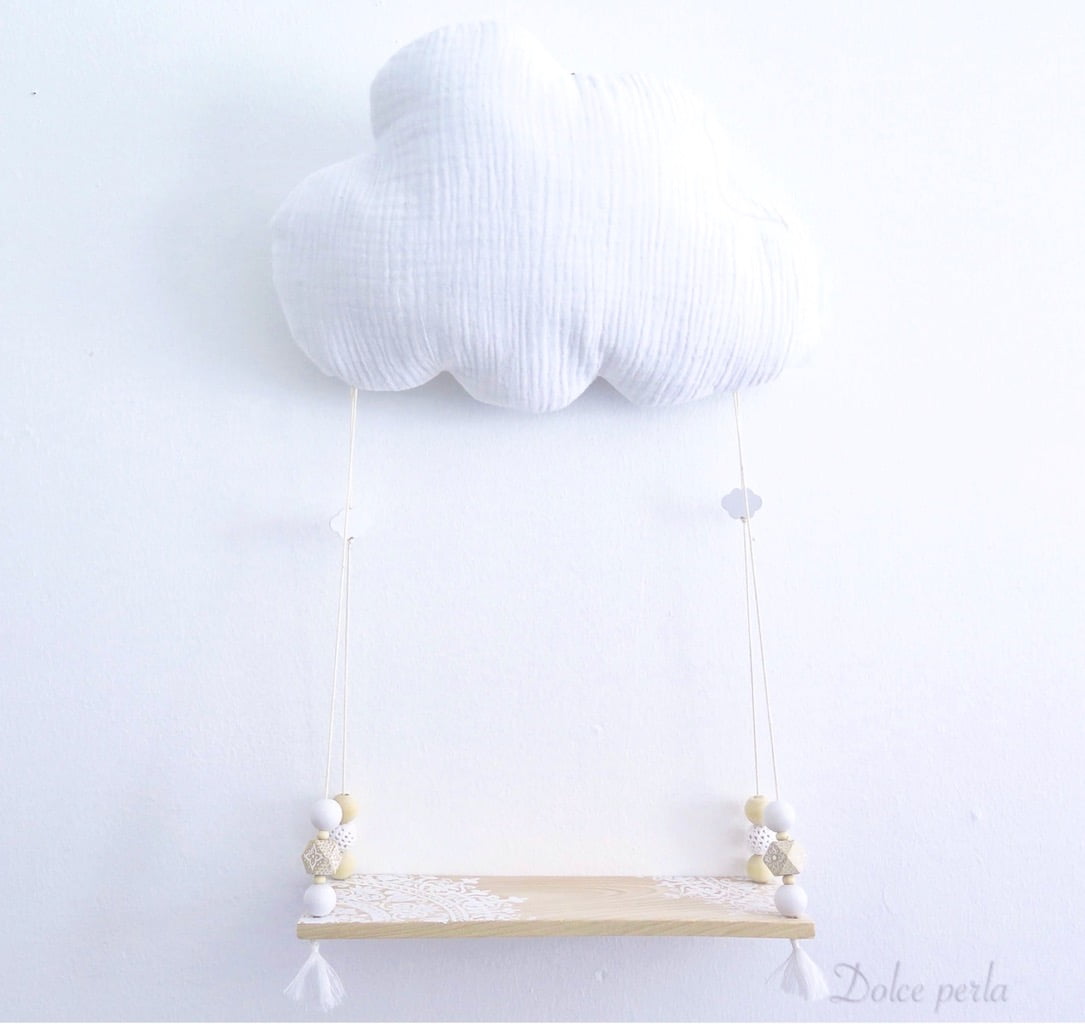 photo de Veilleuse nuage balançoire blanche bohème