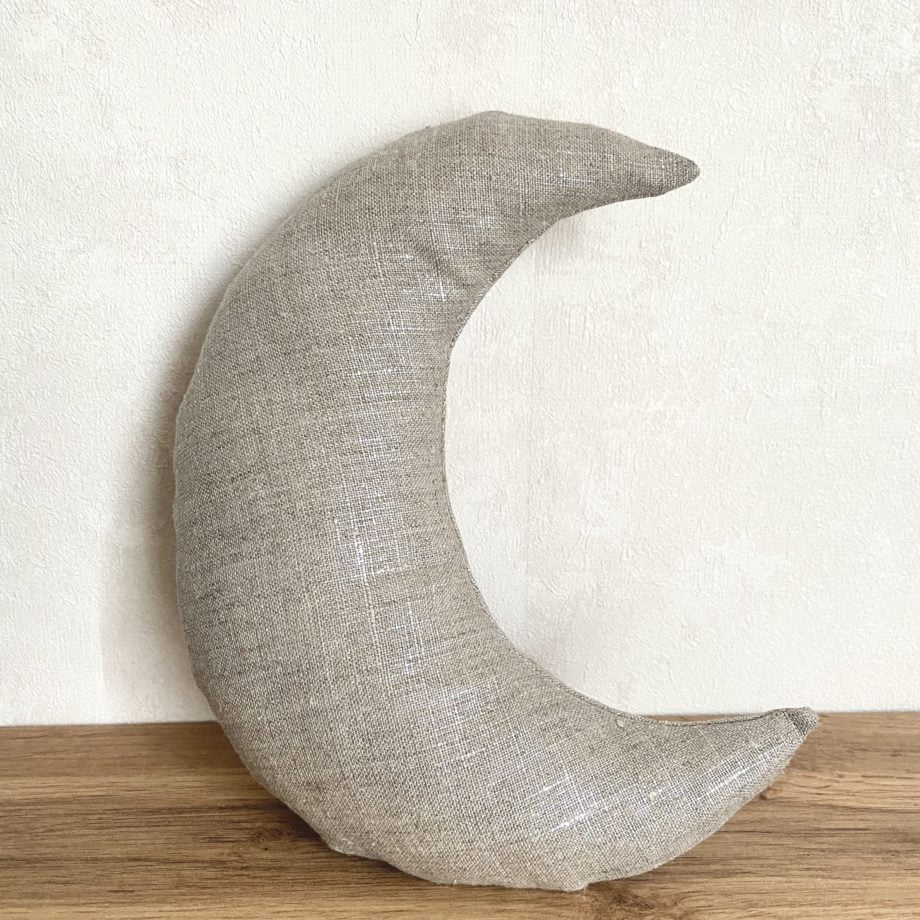 photo du coussin lune lin argent