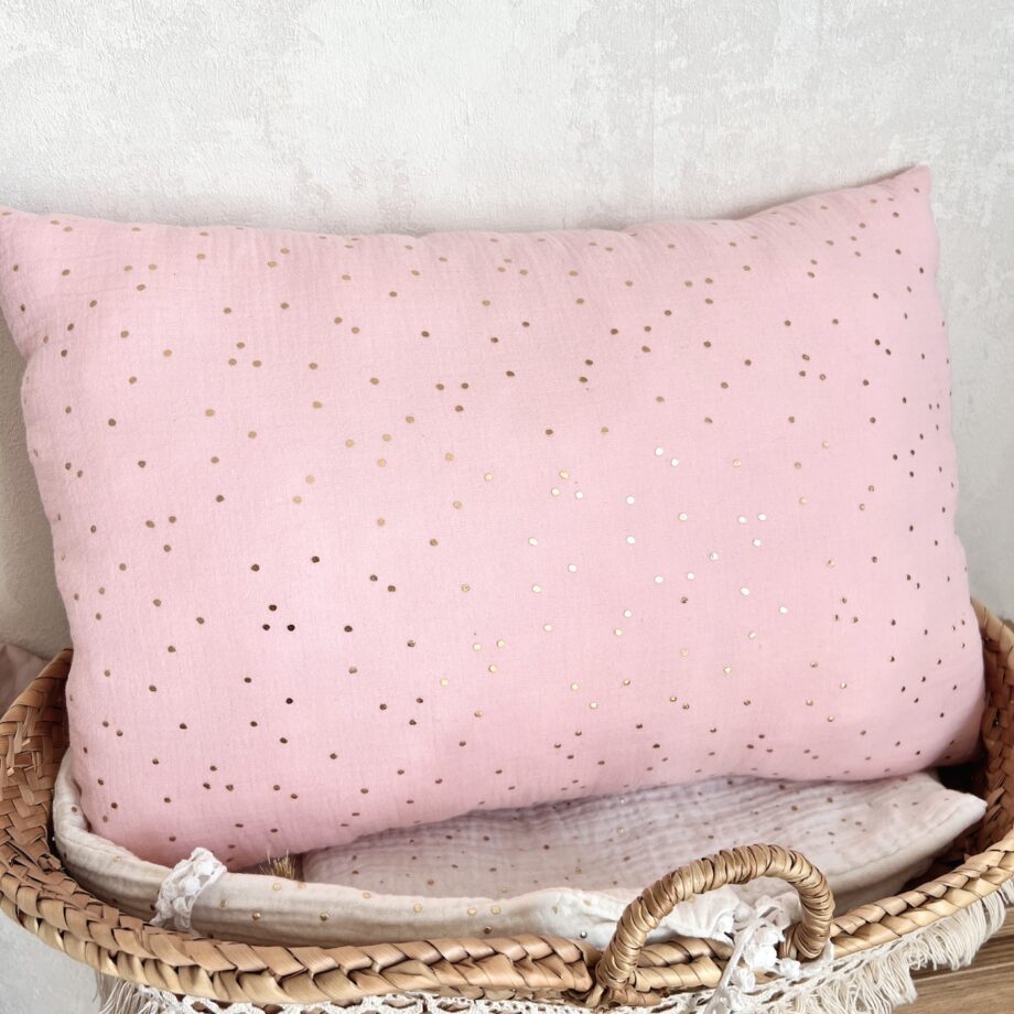 photo de coussin rectangle pois or